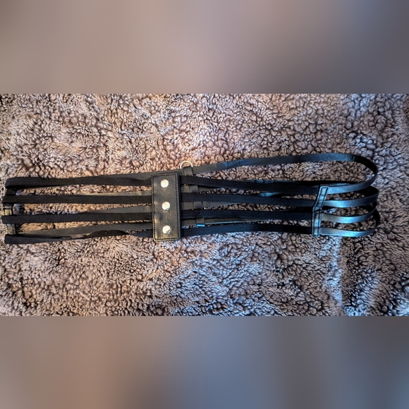 Accessories - PLUS SIZE Black Caged Belt w/Snap Buttons 3x?